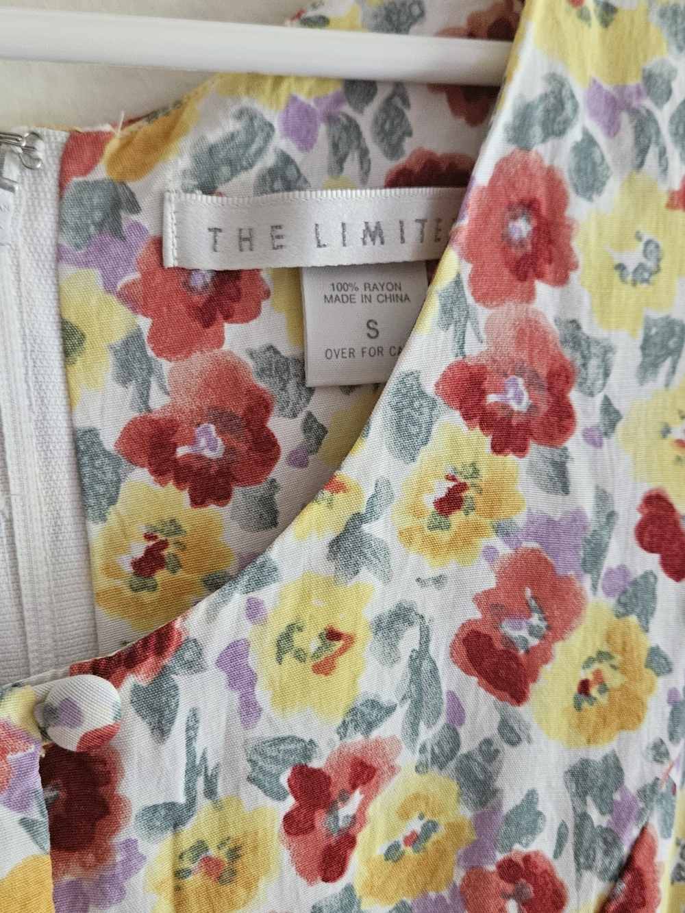 The Limited Floral Rayon Dress/Romper - Summer Yellow, Red & Lavender Blooms.